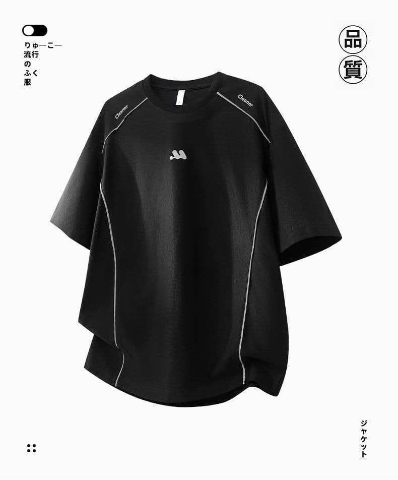 실사 2026 여름 새로운 조수 브랜드 순면 반팔 티셔츠 남자 라운드 넥 다용도 트렌드 프린트 반팔 루즈핏 티셔츠 상세 이미지 1