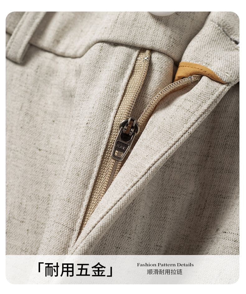 실사 2026 여름 넓은 다리 아마 혼방 디자인 섹션 남성 루즈핏 캐주얼 바지 스트레이트 미니멀리즘 다용도 긴 바지 상세 이미지 24