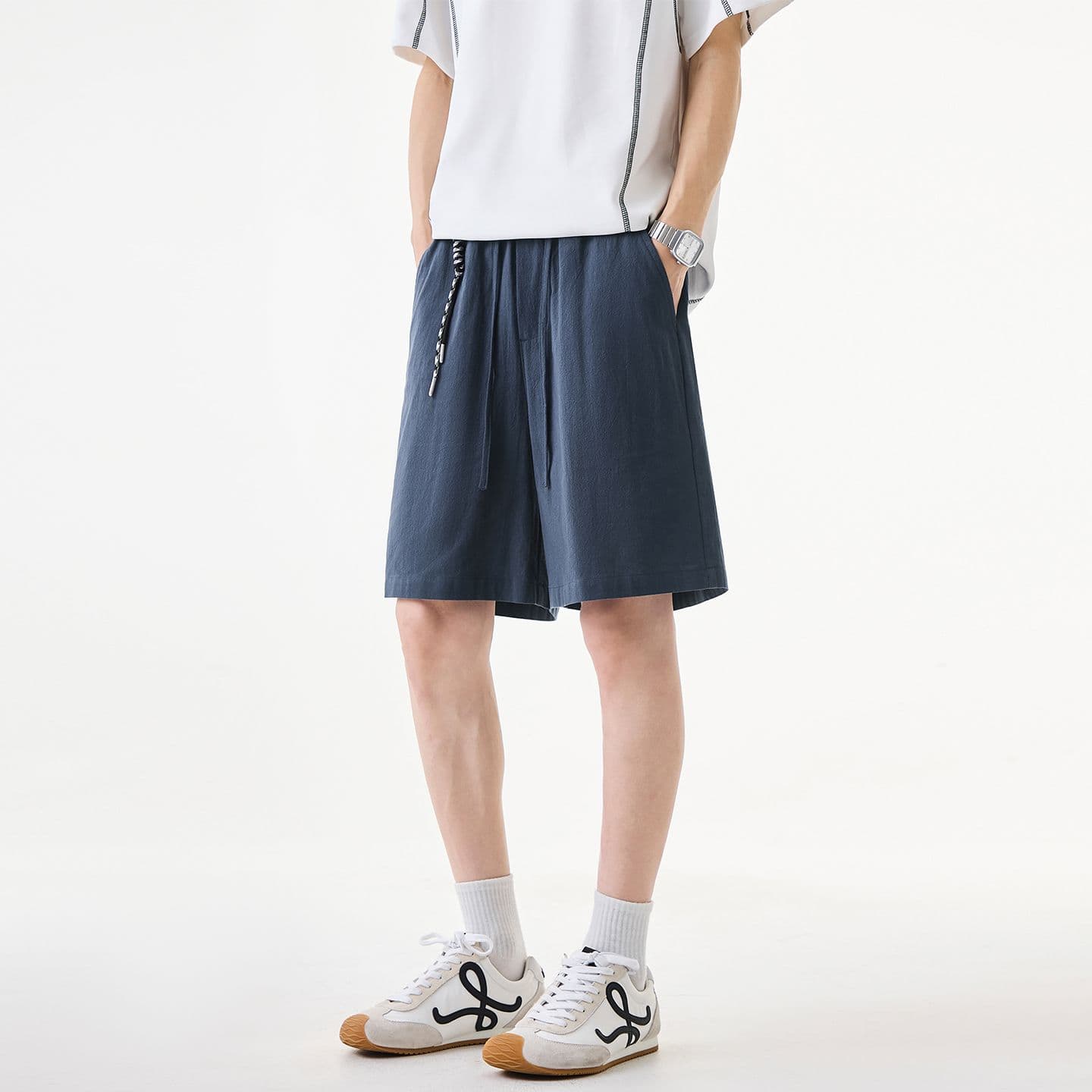실사 2026 여름 얇은 스타일 워크웨어 오부 바지 남자 조수 브랜드 캐주얼 아메리칸 레트로 순면 통기성 반바지 남자 이미지 5