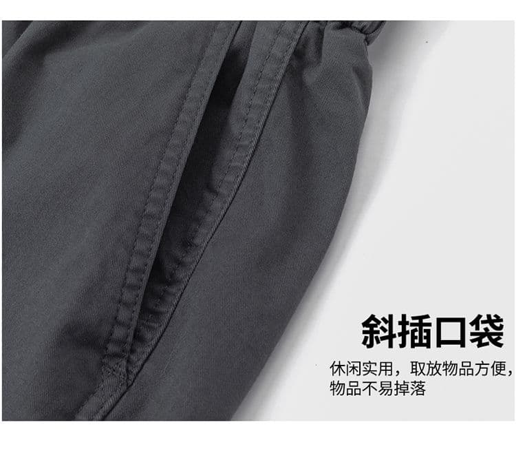 실사 2026 여름 새로운 순면 워싱 워크웨어 팬츠 루즈핏 스트레이트 와이드 레그 팬츠 캐주얼 반바지 오부 바지 남자 상세 이미지 7