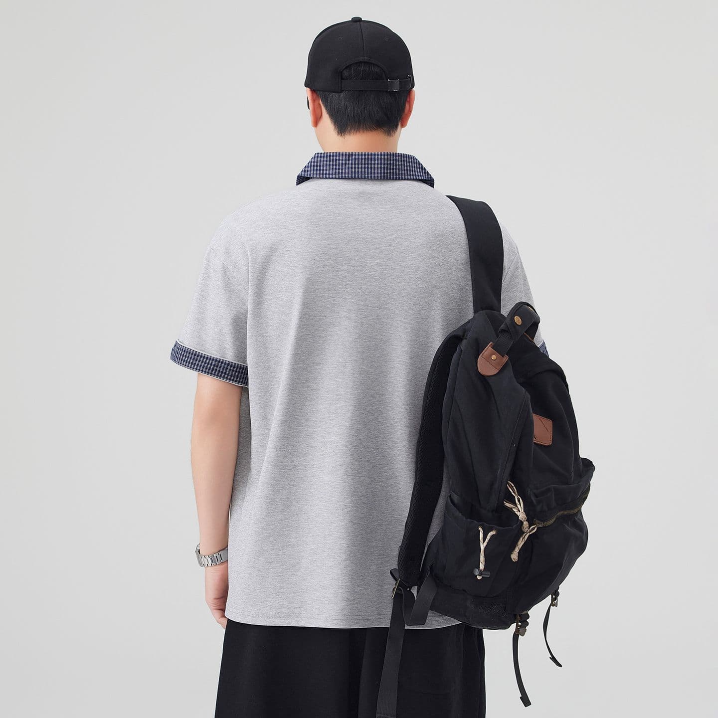 실사 여름 새로운 아메리칸 레트로 페이크 레이어드 셔츠 칼라 POLO 셔츠 남자 루즈핏 조수 브랜드 폴로 칼라 반팔 티셔츠 이미지 3