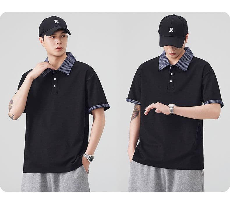 실사 여름 새로운 아메리칸 레트로 페이크 레이어드 셔츠 칼라 POLO 셔츠 남자 루즈핏 조수 브랜드 폴로 칼라 반팔 티셔츠 상세 이미지 16