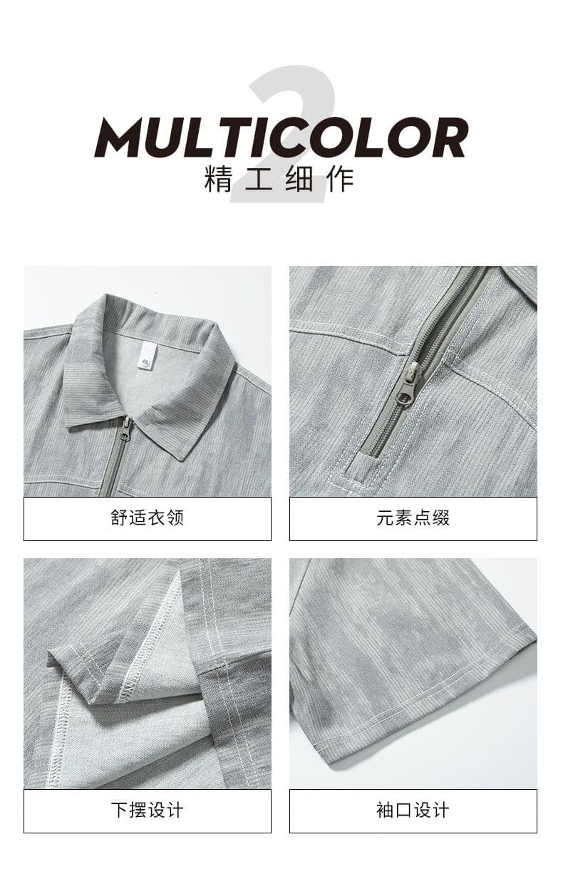 실사 여름 새로운 오래된 돈 바람 익스트림 제인 아마 통기성 얇은 헨리 POLO 칼라 반팔 티셔츠 남자 상세 이미지 4