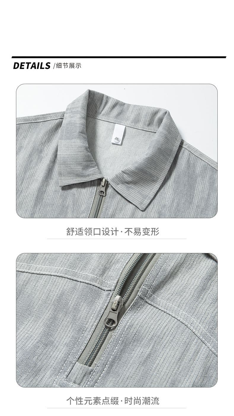 실사 여름 새로운 오래된 돈 바람 익스트림 제인 아마 통기성 얇은 헨리 POLO 칼라 반팔 티셔츠 남자 상세 이미지 12