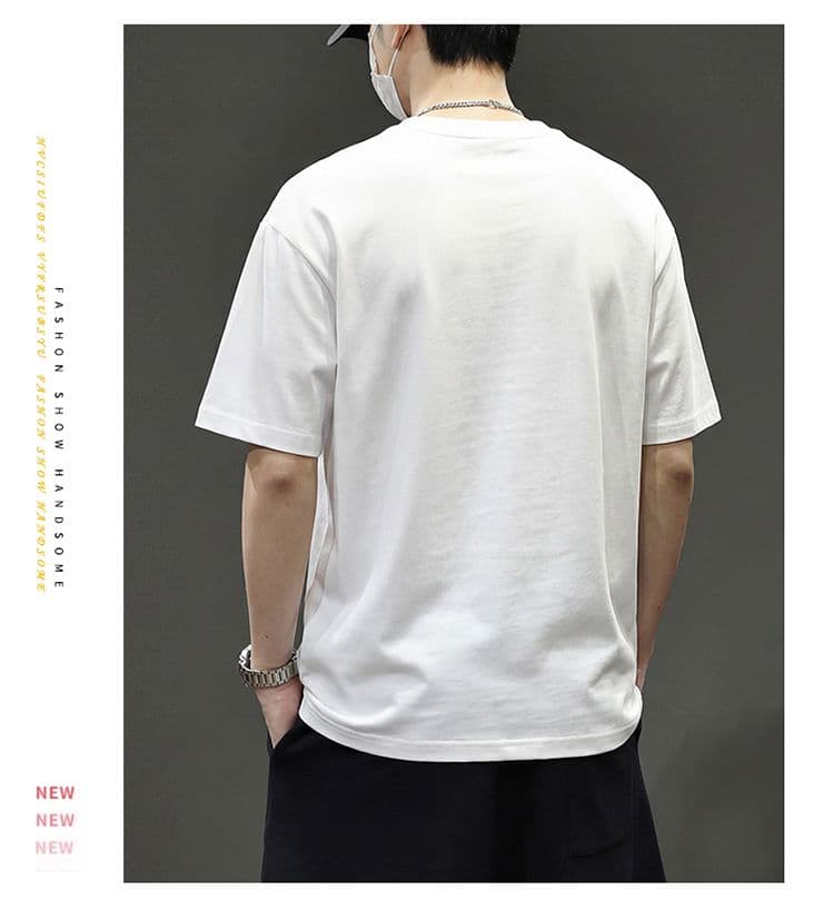실사 2026 여름 새로운 조수 브랜드 어깨 와이드 프로필 모양 캐주얼 라운드 넥 티셔츠 맨위 루즈핏 다용도 빅 사이즈 동정 상세 이미지 11