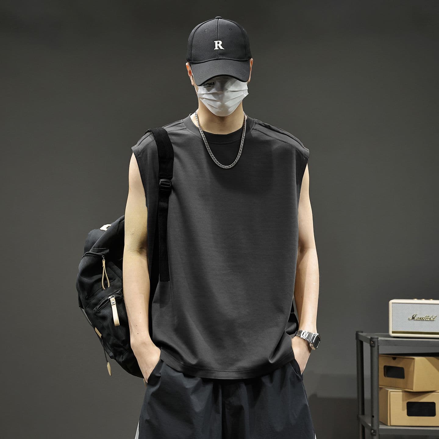 실사 여름 모달 젤리 면 차가운 센스 7a 항균 조끼 남자 루즈핏 다용도 통기성 빅 사이즈 어깨 조끼 이미지 2