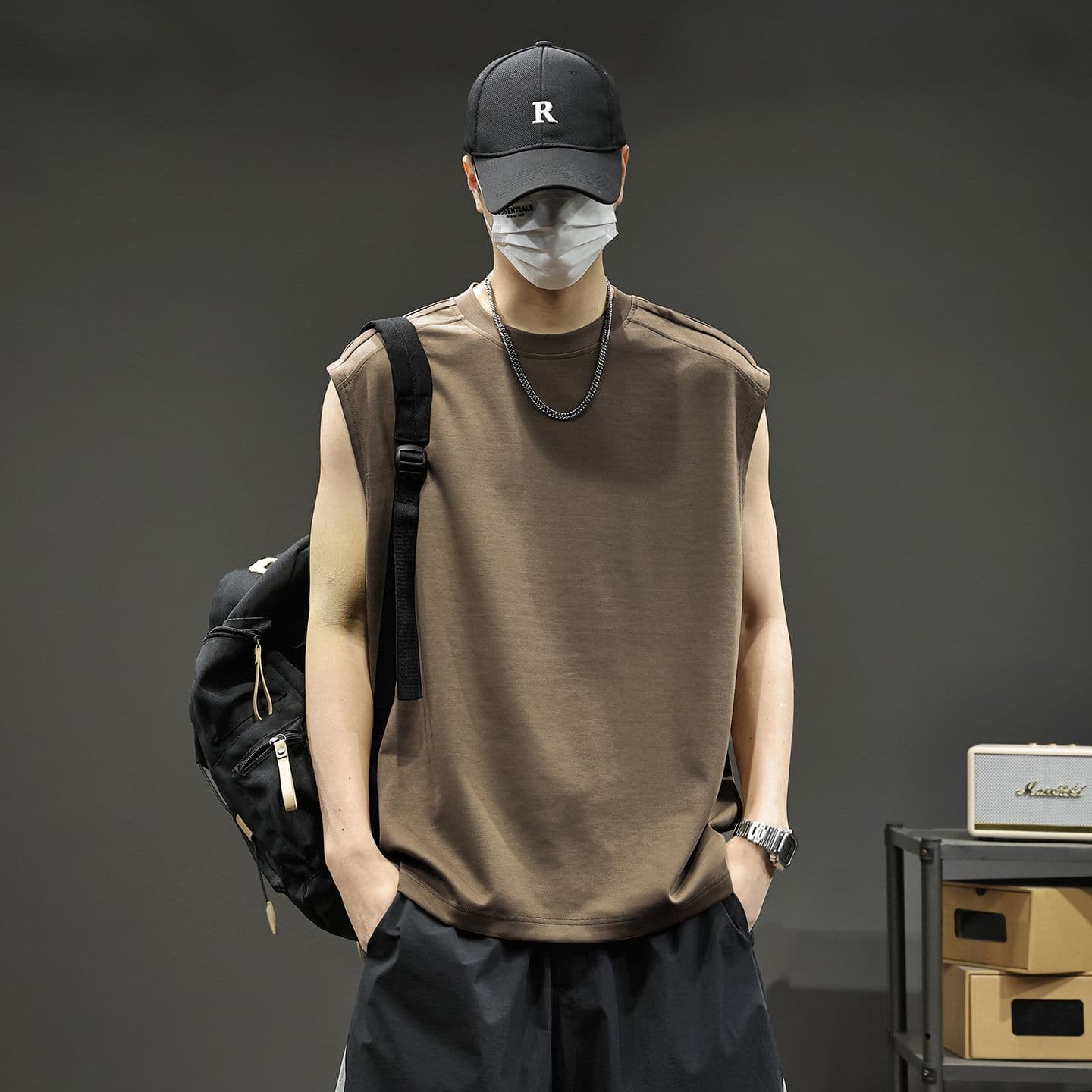 실사 여름 모달 젤리 면 차가운 센스 7a 항균 조끼 남자 루즈핏 다용도 통기성 빅 사이즈 어깨 조끼 이미지 4