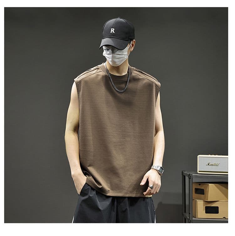 실사 여름 모달 젤리 면 차가운 센스 7a 항균 조끼 남자 루즈핏 다용도 통기성 빅 사이즈 어깨 조끼 상세 이미지 1