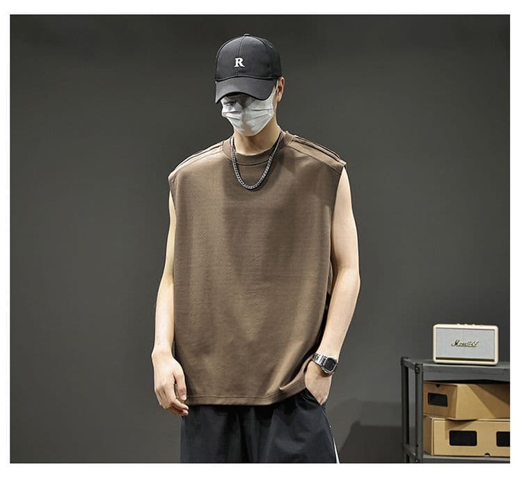 실사 여름 모달 젤리 면 차가운 센스 7a 항균 조끼 남자 루즈핏 다용도 통기성 빅 사이즈 어깨 조끼 상세 이미지 8
