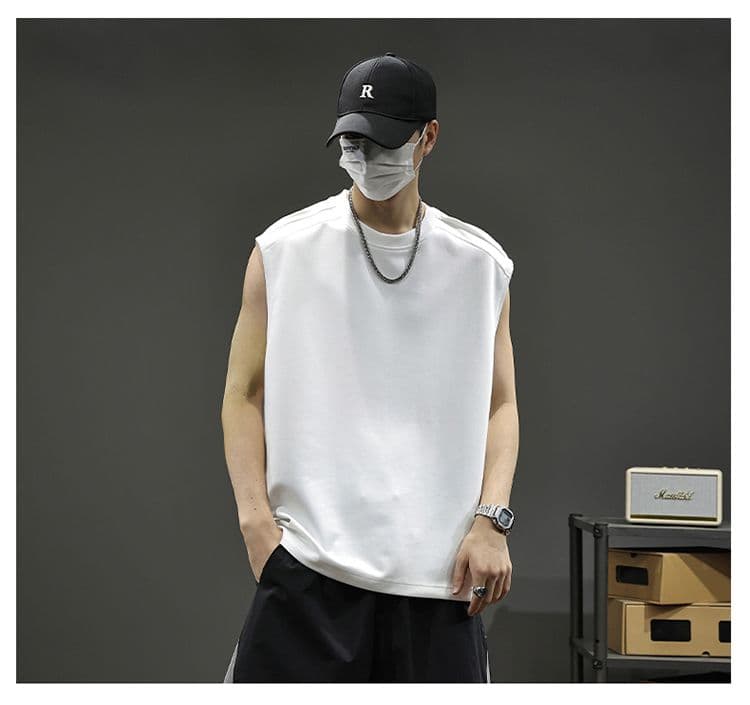 실사 여름 모달 젤리 면 차가운 센스 7a 항균 조끼 남자 루즈핏 다용도 통기성 빅 사이즈 어깨 조끼 상세 이미지 10
