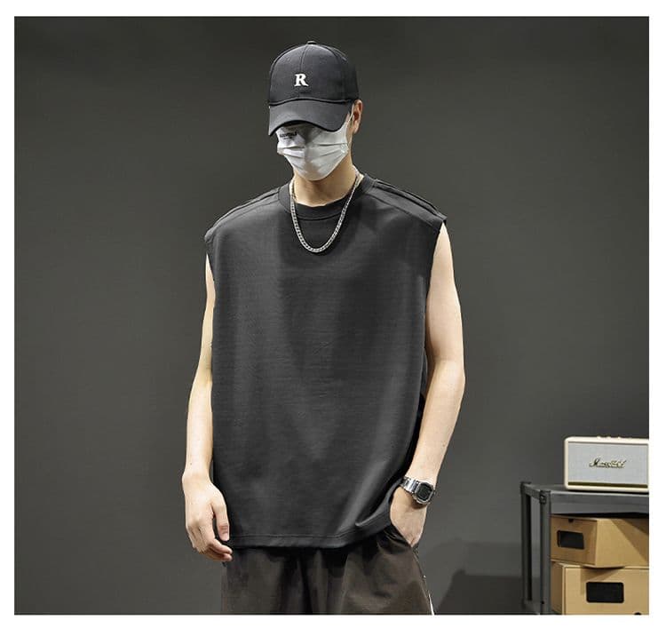 실사 여름 모달 젤리 면 차가운 센스 7a 항균 조끼 남자 루즈핏 다용도 통기성 빅 사이즈 어깨 조끼 상세 이미지 15