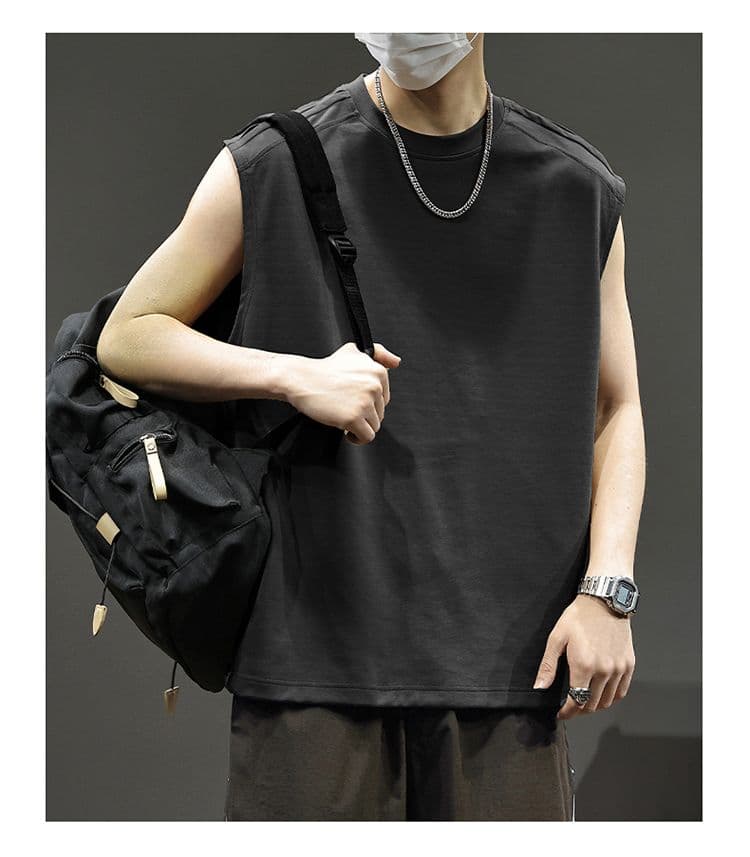 실사 여름 모달 젤리 면 차가운 센스 7a 항균 조끼 남자 루즈핏 다용도 통기성 빅 사이즈 어깨 조끼 상세 이미지 18