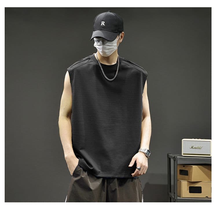 실사 여름 모달 젤리 면 차가운 센스 7a 항균 조끼 남자 루즈핏 다용도 통기성 빅 사이즈 어깨 조끼 상세 이미지 20
