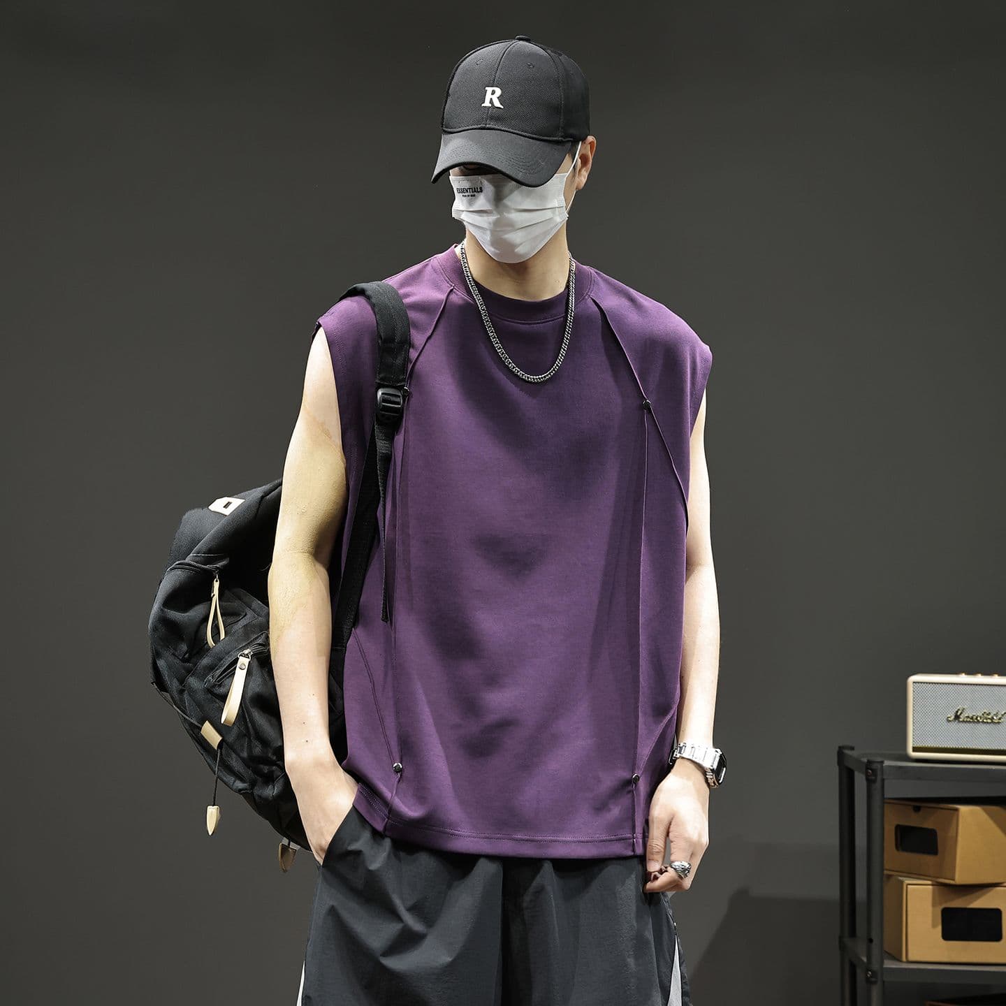 실사 2026 여름 새로운 모달 젤리 면 차가운 센스 7a 항균 캐주얼 민소매 반팔 티셔츠 조끼 남자 이미지 5