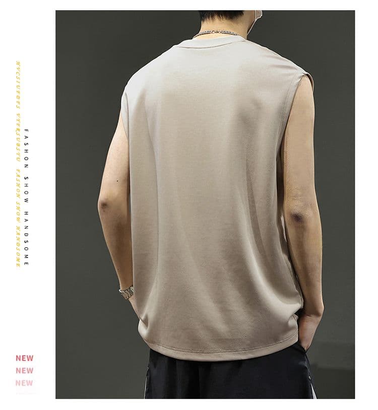 실사 2026 여름 새로운 모달 젤리 면 차가운 센스 7a 항균 캐주얼 민소매 반팔 티셔츠 조끼 남자 상세 이미지 7