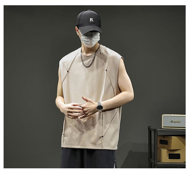 실사 2026 여름 새로운 모달 젤리 면 차가운 센스 7a 항균 캐주얼 민소매 반팔 티셔츠 조끼 남자 상세 이미지 8