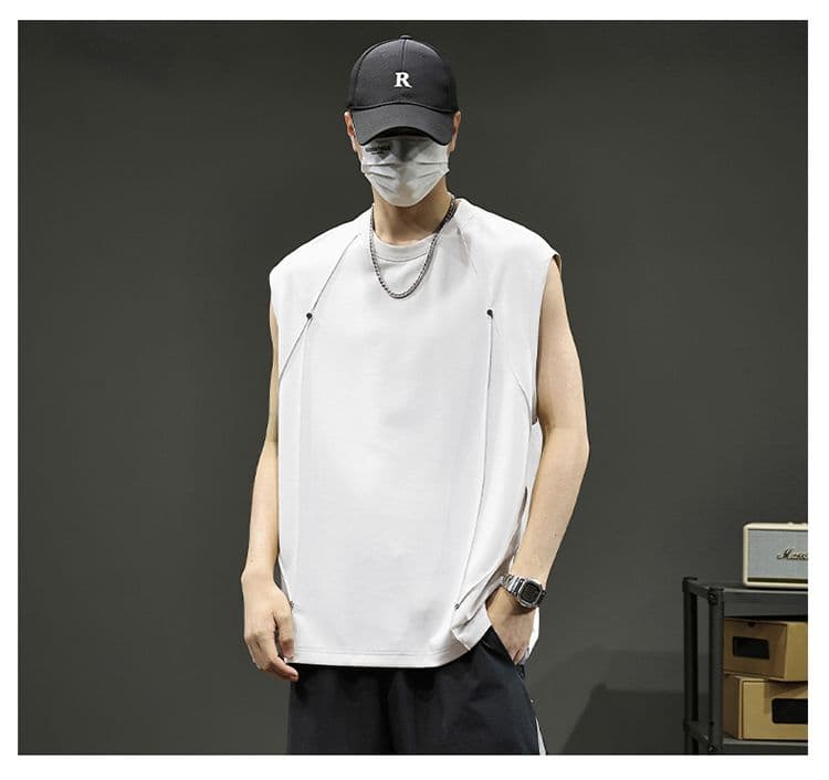 실사 2026 여름 새로운 모달 젤리 면 차가운 센스 7a 항균 캐주얼 민소매 반팔 티셔츠 조끼 남자 상세 이미지 10