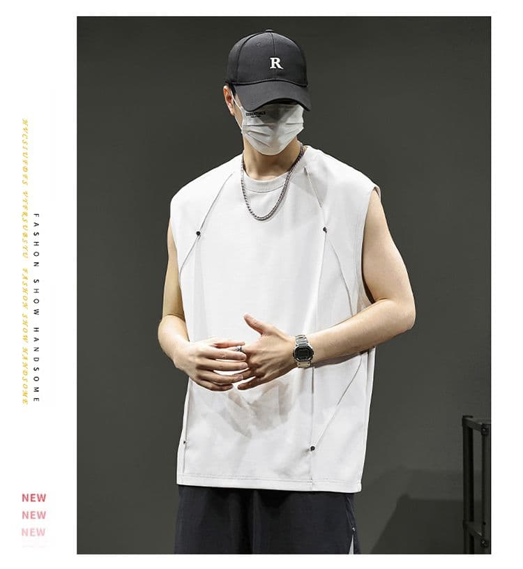실사 2026 여름 새로운 모달 젤리 면 차가운 센스 7a 항균 캐주얼 민소매 반팔 티셔츠 조끼 남자 상세 이미지 11