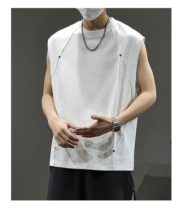 실사 2026 여름 새로운 모달 젤리 면 차가운 센스 7a 항균 캐주얼 민소매 반팔 티셔츠 조끼 남자 상세 이미지 18