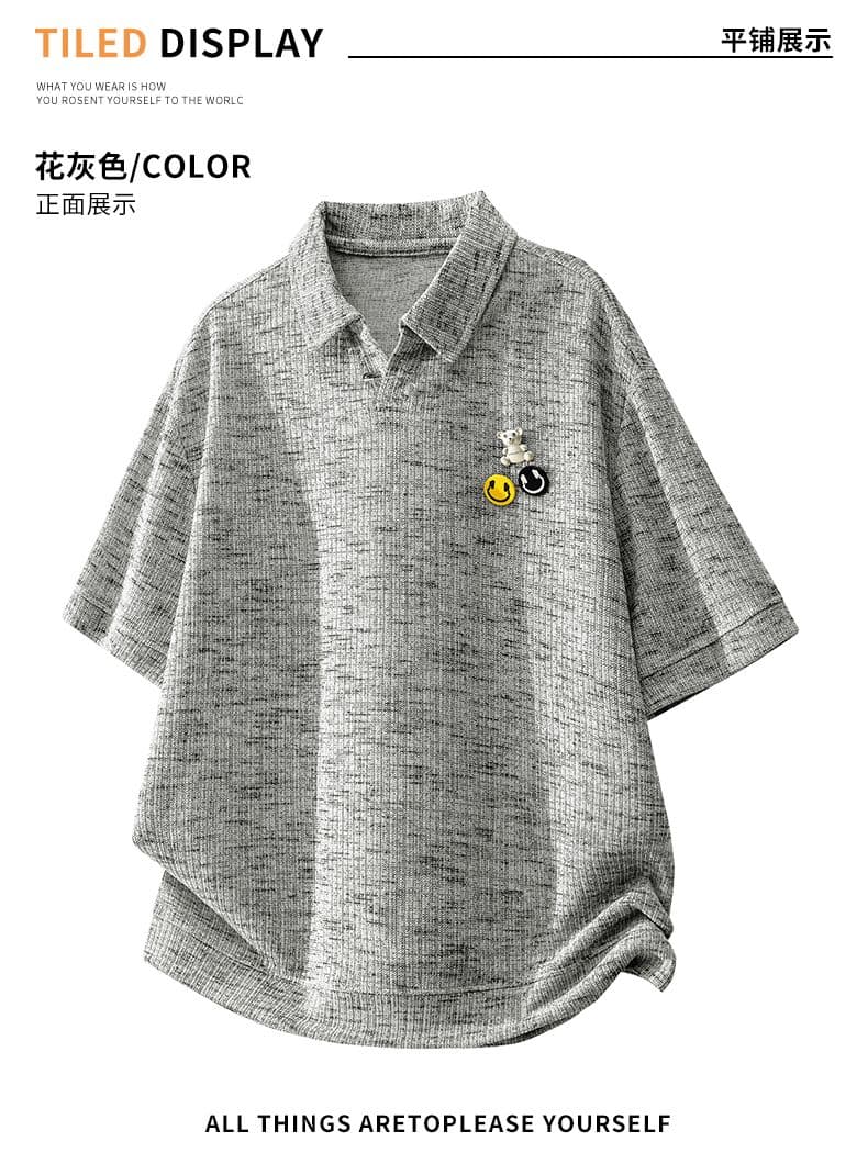 실사 2026 여름 새로운 트렌드 작은 장식 반팔 POLO 셔츠 남자 루즈핏 미니멀리즘 패션 폴로 칼라 티셔츠 상세 이미지 6