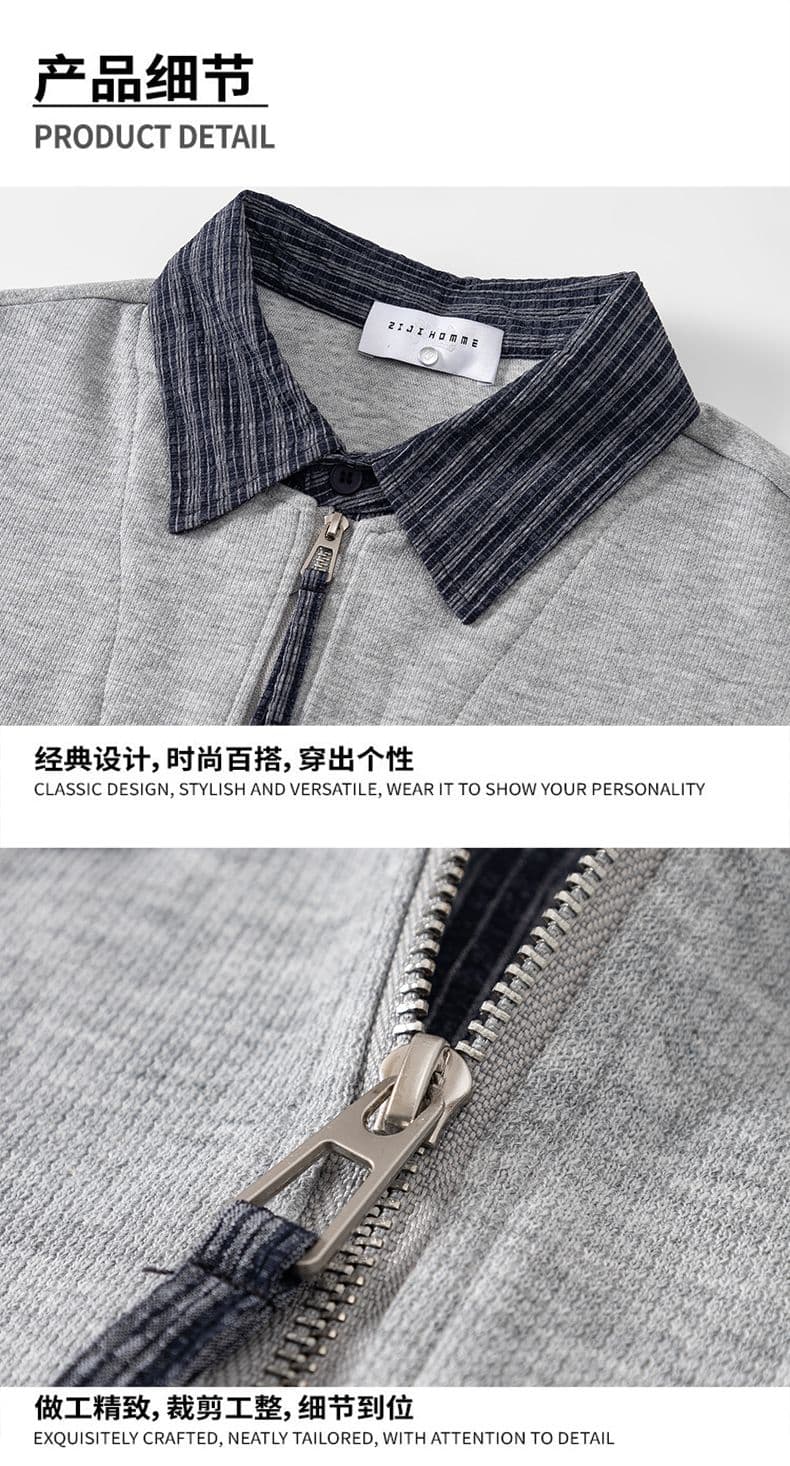 실사 여름 새로운 아메리칸 하프 지퍼 반팔 티셔츠 남자 페이크 레이어드 셔츠 칼라 polo 반소매 동정 상세 이미지 9