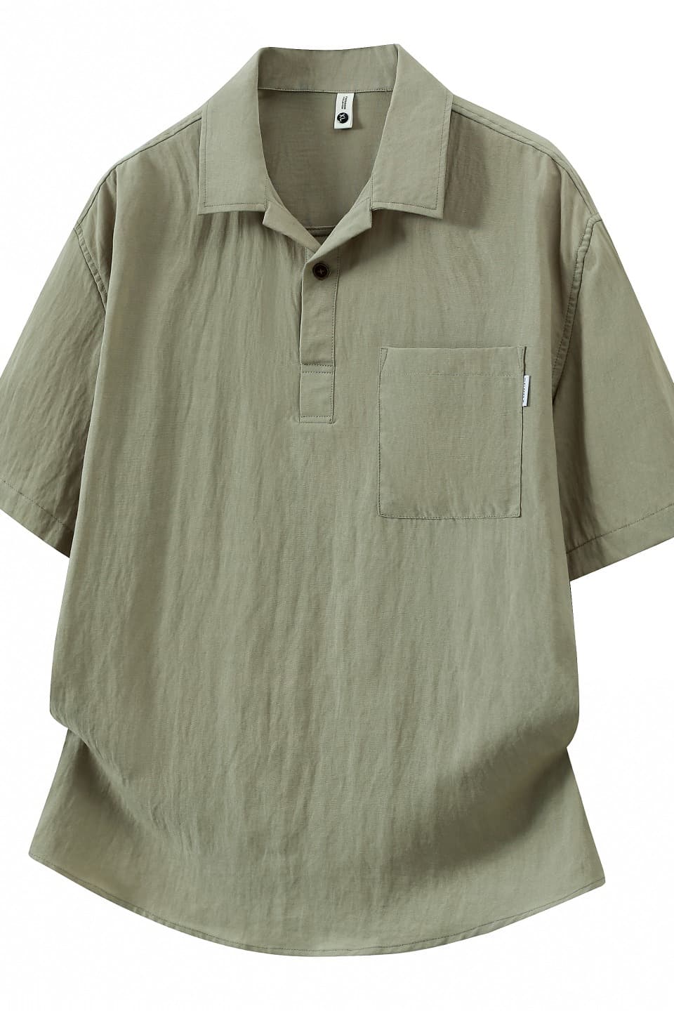실사 여름 새로운 쿠바 칼라 단색 루즈핏 반팔 오래된 돈 바람 악당 잘 생긴 조수 브랜드 티셔츠 아마 POLO 셔츠 이미지 6