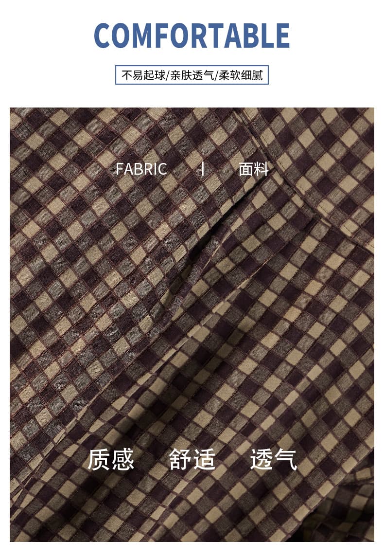 실사 여름 새로운 체크무늬 반팔 셔츠 남자 루즈핏 다용도 한국 스타일 미니멀리즘 막대기 가방 디자인 셔츠 상세 이미지 3