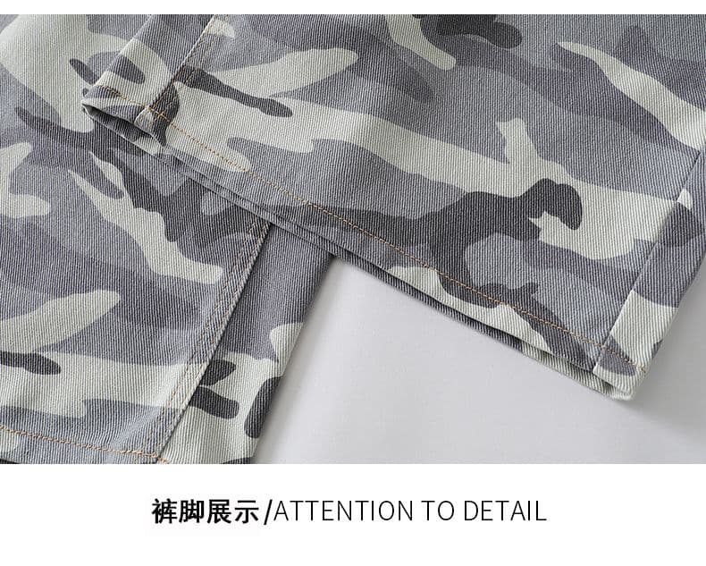 실사 아메리칸 레트로 카모플라주 워크웨어 바람 반바지 다용도 루즈핏 넓은 다리 7 점 바지 중성 캐주얼 바지 상세 이미지 12