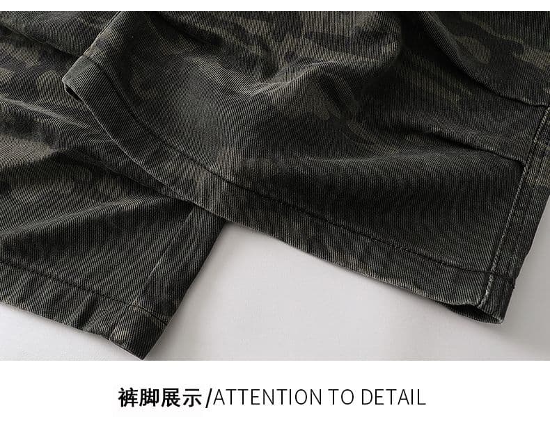 실사 아메리칸 레트로 카모플라주 워크웨어 빅 포켓 반바지 다용도 루즈핏 넓은 다리 7부 바지 중성 섹션 캐주얼 바지 상세 이미지 13