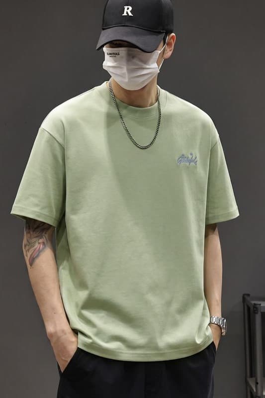 실사 여름 새로운 새로운 순면 신축성 다용도 자수 반팔 티셔츠 남자 루즈핏 편안함 통기성 티셔츠 이미지 6