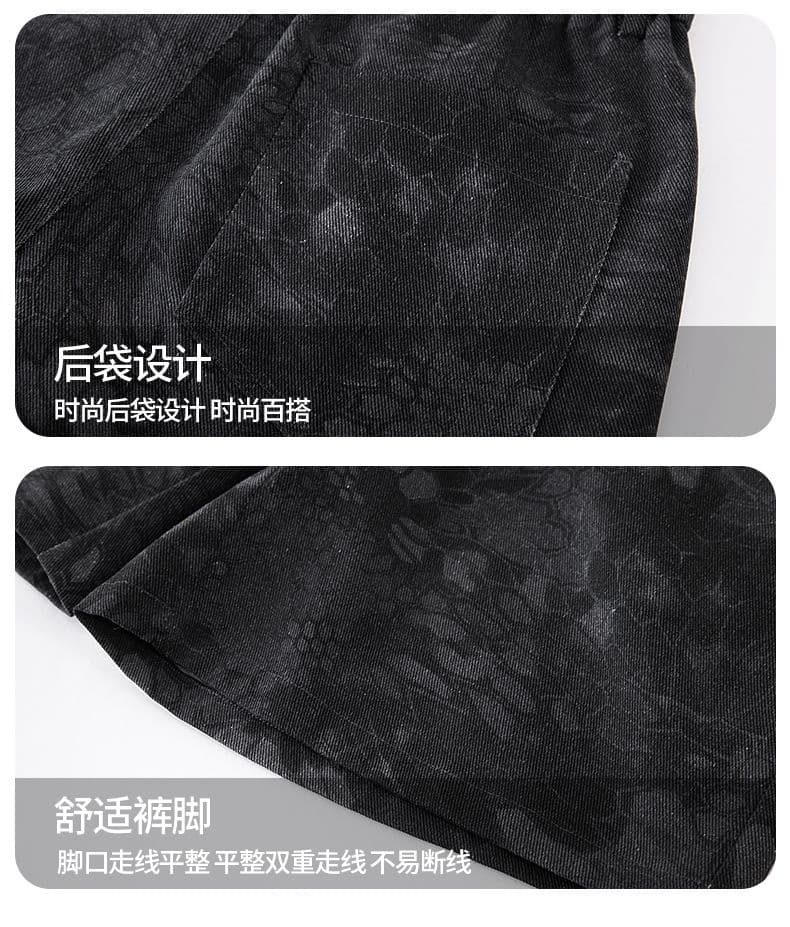 실사 2026 여름 새로운 얼음 실크 카모플라주 캐주얼 오부 바지 남자 루즈핏 다용도 하프 허리밴드 반바지 상세 이미지 12