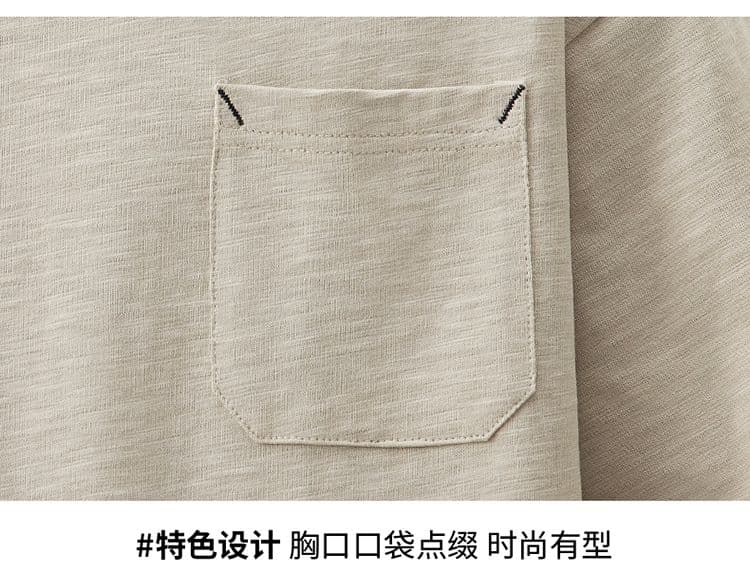 실사 여름 새로운 루즈핏 캐주얼 라운드 넥 티셔츠 남자 다용도 미니멀리즘 주머니 디자인 반팔 맨위 상세 이미지 7