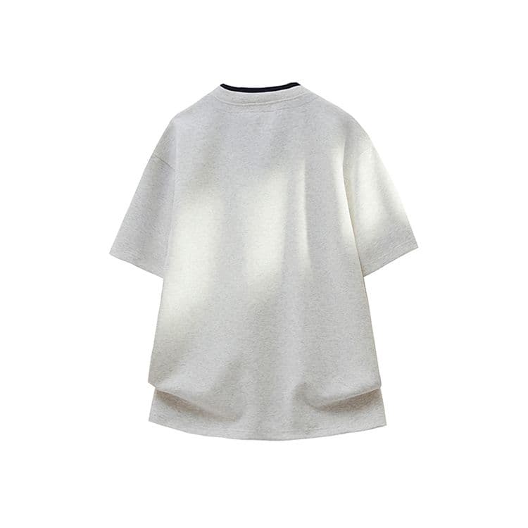 실사 여름 새로운 트렌드 페이크 레이어드 반팔 티셔츠 남자 루즈핏 다용도 V넥 디자인 신축성 편안함 티셔츠 상세 이미지 8