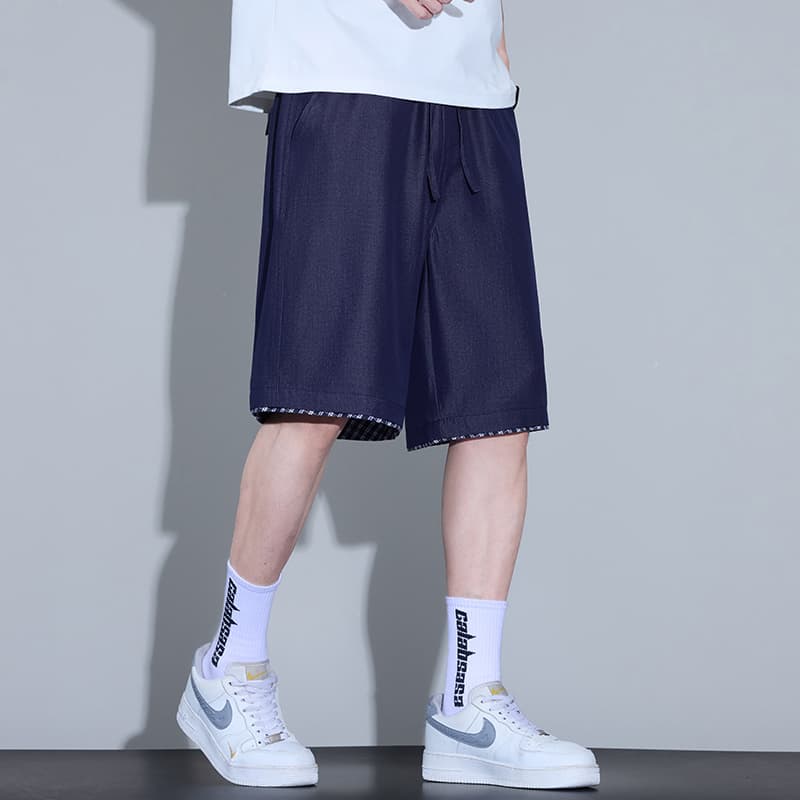 실사 여름 새로운 양이온 패치 오부 바지 남자 루즈핏 다용도 미니멀리즘 자수 캐주얼 반바지 이미지 2