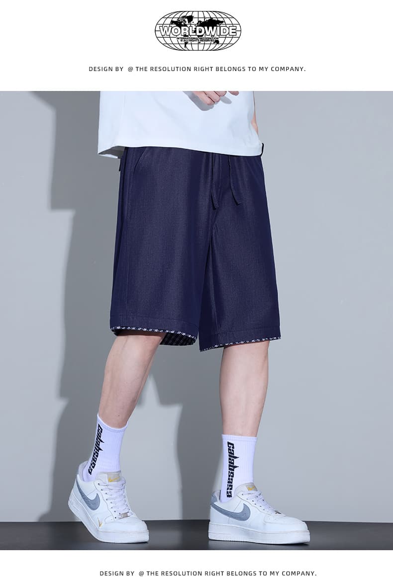 실사 여름 새로운 양이온 패치 오부 바지 남자 루즈핏 다용도 미니멀리즘 자수 캐주얼 반바지 상세 이미지 10