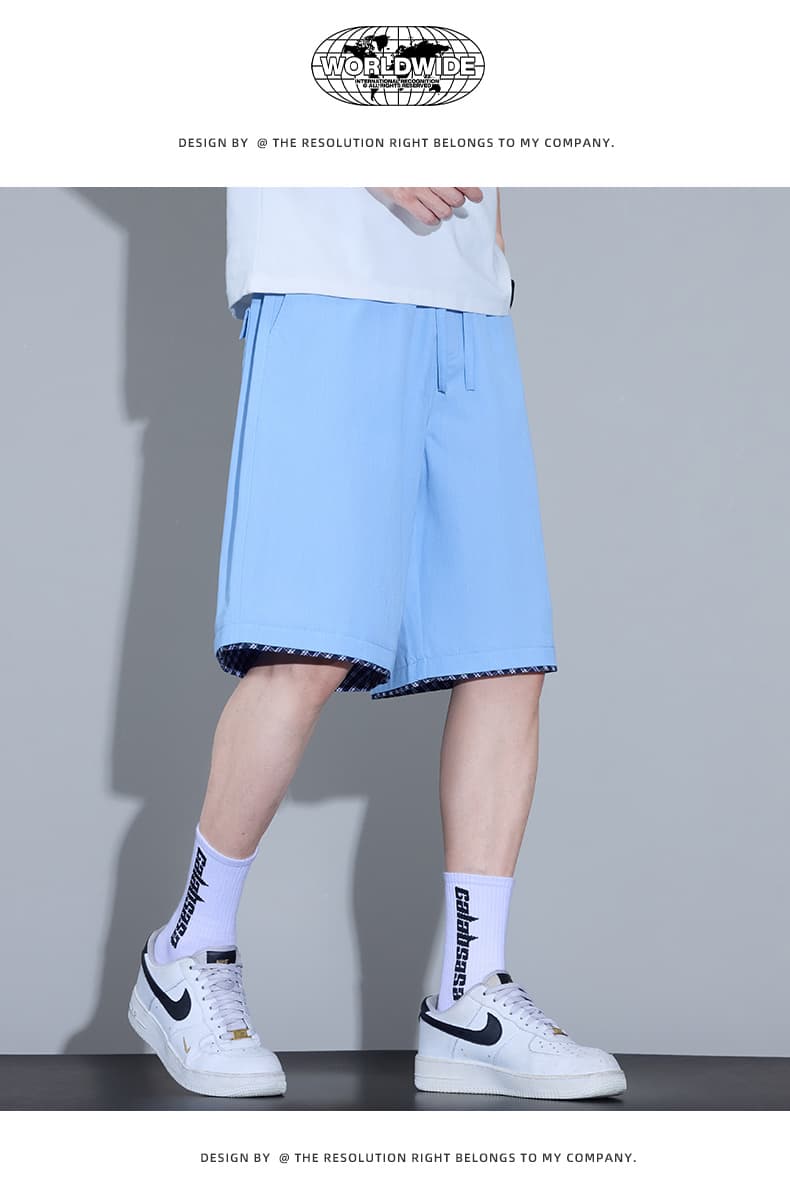 실사 여름 새로운 양이온 패치 오부 바지 남자 루즈핏 다용도 미니멀리즘 자수 캐주얼 반바지 상세 이미지 13