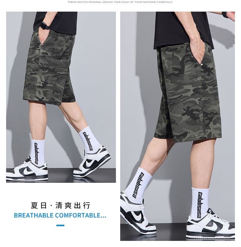 실사 여름 새로운 아메리칸 조수 브랜드 카모플라주 5 점 반바지 남자 루즈핏 다용도 캐주얼 바지 상세 이미지 11