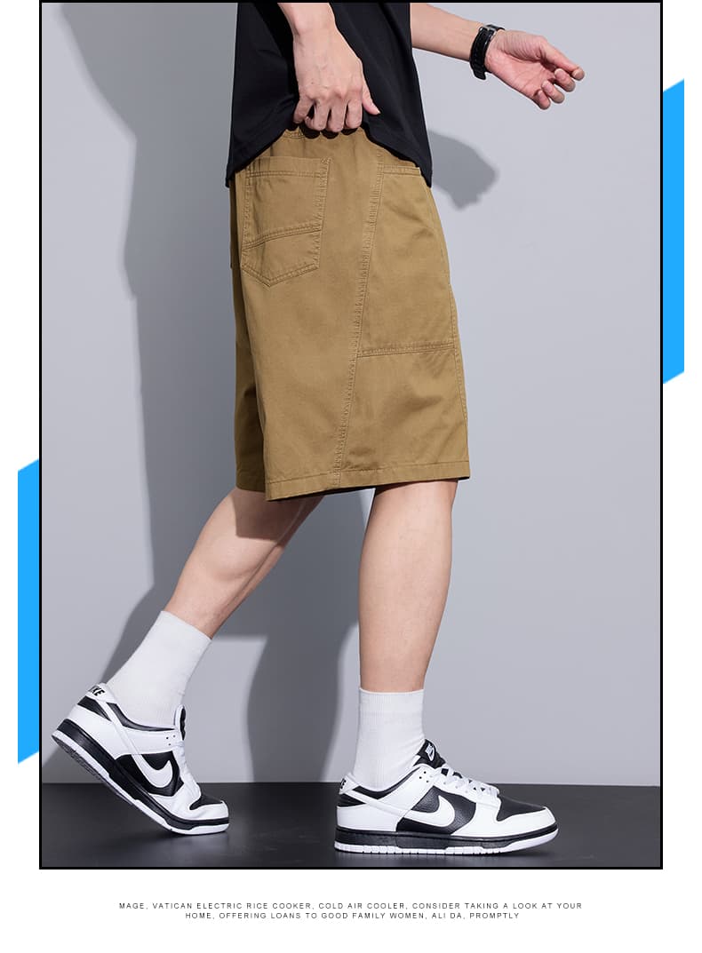 실사 여름 새로운 순면 워크웨어 반바지 남자 루즈핏 다용도 편안함 허리밴드 빅 포켓 캐주얼 오부 바지 상세 이미지 16