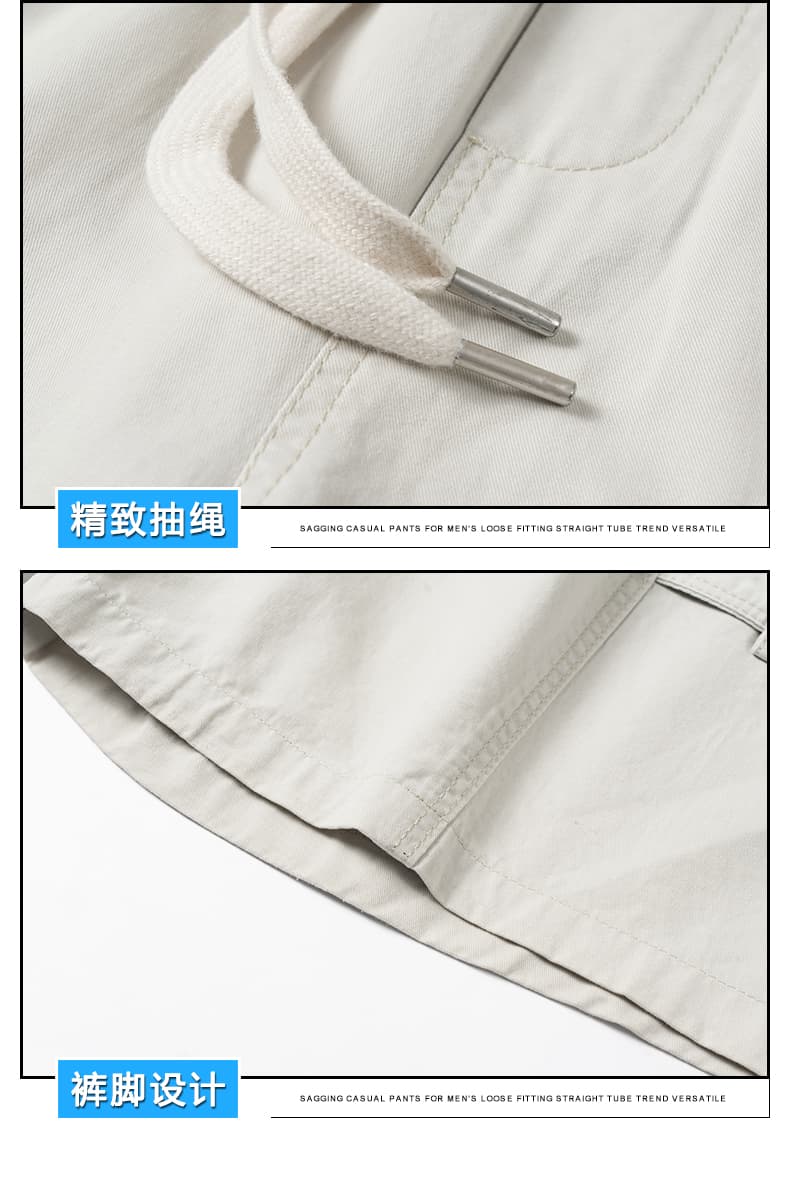 실사 여름 새로운 순면 워크웨어 반바지 남자 루즈핏 다용도 편안함 허리밴드 빅 포켓 캐주얼 오부 바지 상세 이미지 19