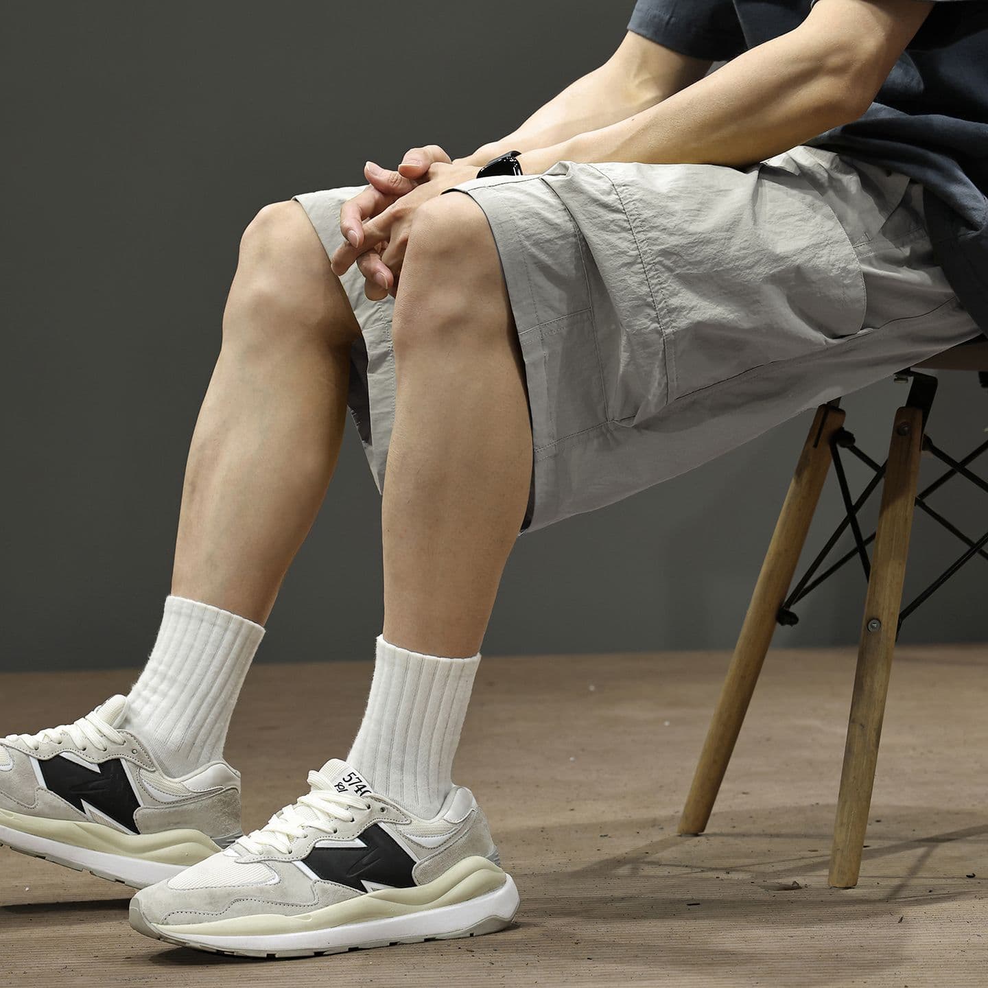 실사 여름 얇은 스타일 높음 거리 워크웨어 반바지 남자 시도 주머니 캐주얼 얼음 실크 오부 바지 이미지 4