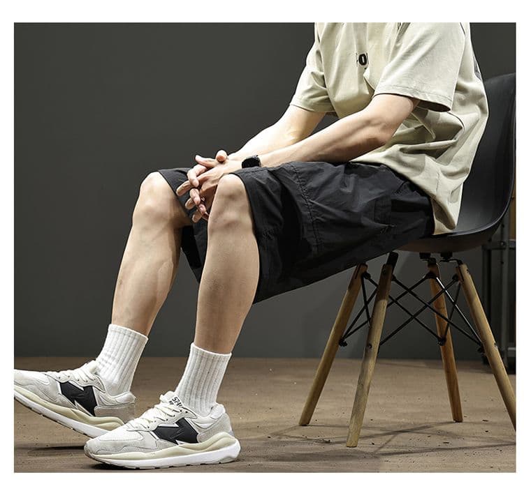 실사 여름 얇은 스타일 높음 거리 워크웨어 반바지 남자 시도 주머니 캐주얼 얼음 실크 오부 바지 상세 이미지 13
