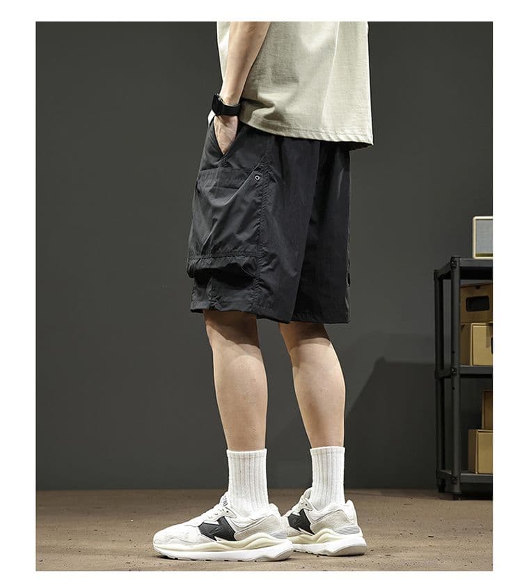 실사 여름 얇은 스타일 높음 거리 워크웨어 반바지 남자 시도 주머니 캐주얼 얼음 실크 오부 바지 상세 이미지 14