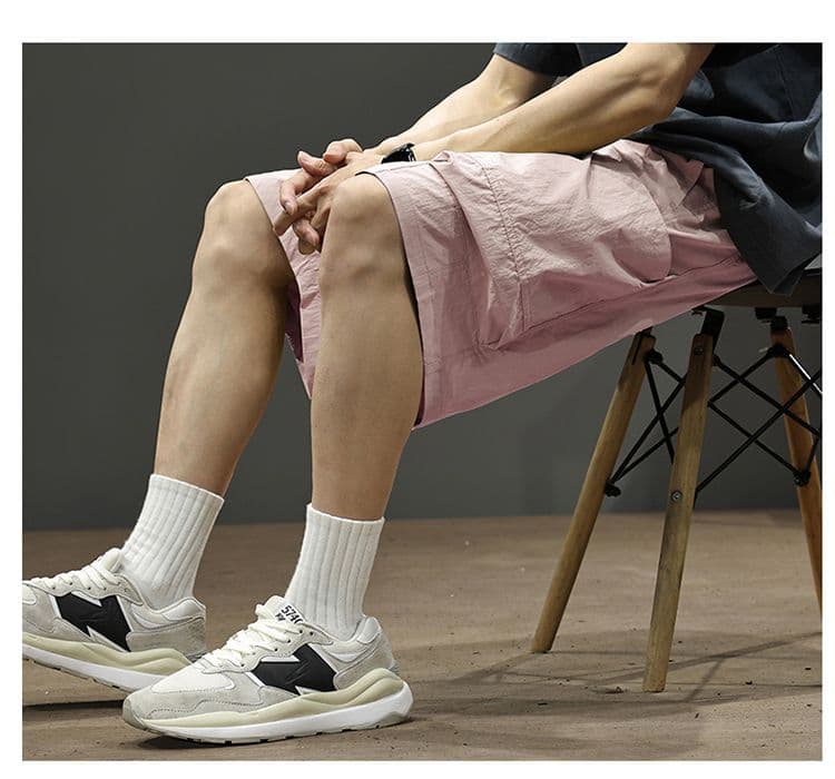 실사 여름 얇은 스타일 높음 거리 워크웨어 반바지 남자 시도 주머니 캐주얼 얼음 실크 오부 바지 상세 이미지 23