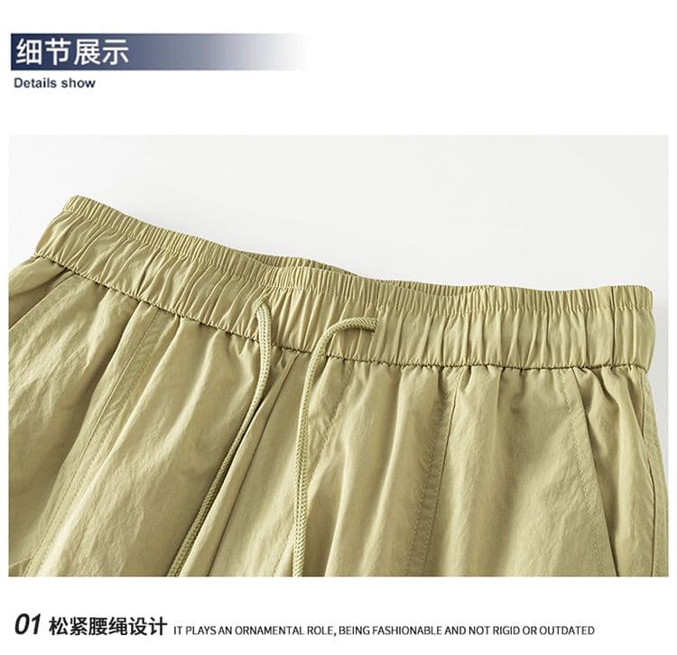 실사 여름 얇은 스타일 높음 거리 워크웨어 반바지 남자 시도 주머니 캐주얼 얼음 실크 오부 바지 상세 이미지 26