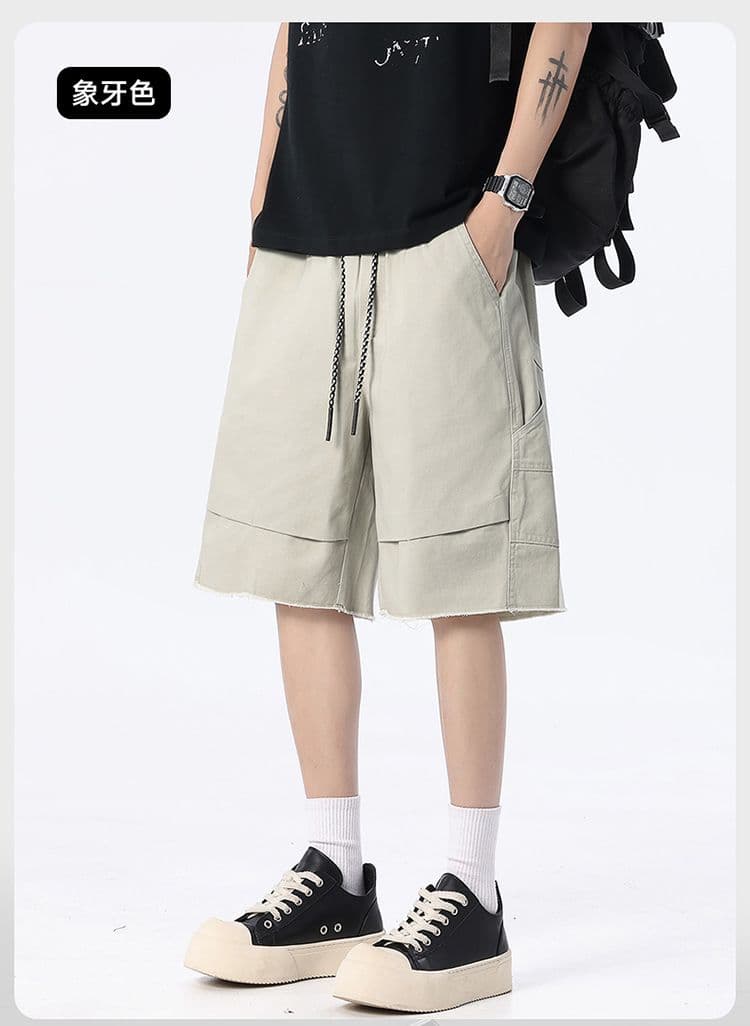 실사 2026 여름 새로운 아메리칸 순면 워시 물 워크웨어 오부 바지 남자 루즈핏 캐주얼 레트로 반바지 상세 이미지 18