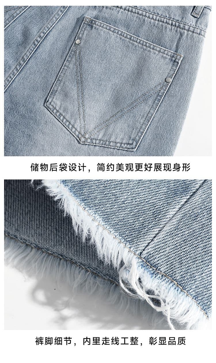 실사 아메리칸 조수 브랜드 거친 가장자리 워싱 데님 반바지 남자 높음 거리 레트로 마 오래된 캐주얼 바지 오부 바지 상세 이미지 19