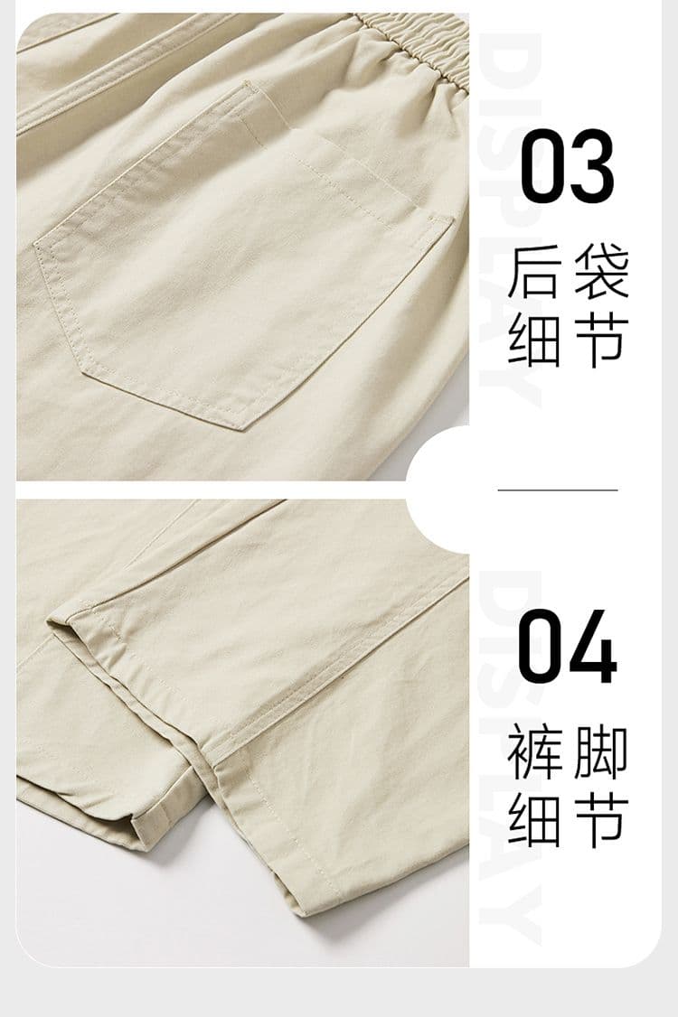 실사 아메리칸 주름 면 100% 워시 유압 바지 남자 여름 조수 브랜드 모통이 칼 바지 레트로 다용도 루즈핏 캐주얼 바지 상세 이미지 23
