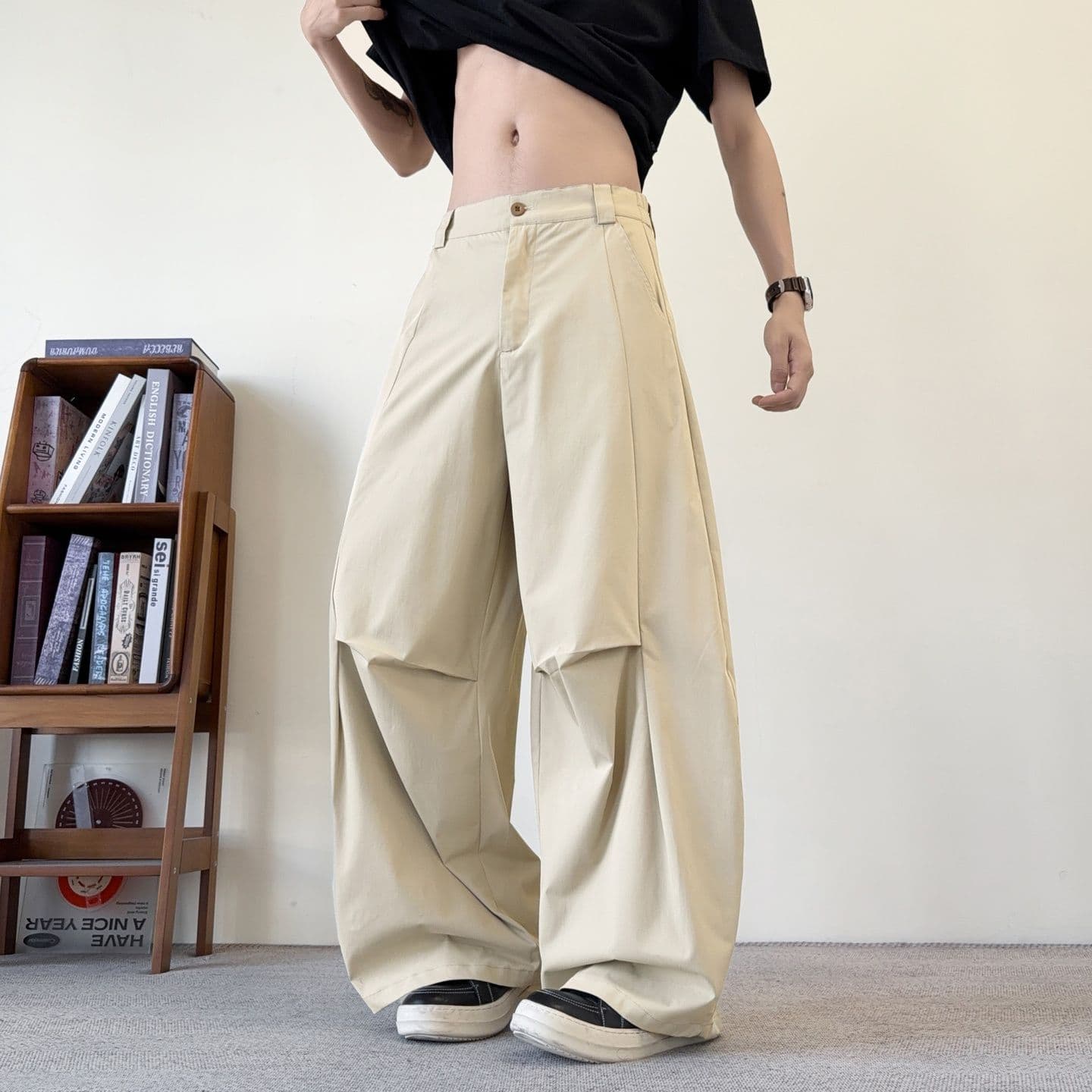 실사 아메리칸 레트로 루즈핏 모통이 칼 바지 남녀 조수 브랜드 여름 새로운 cleanfit 다용도 캐주얼 긴 바지