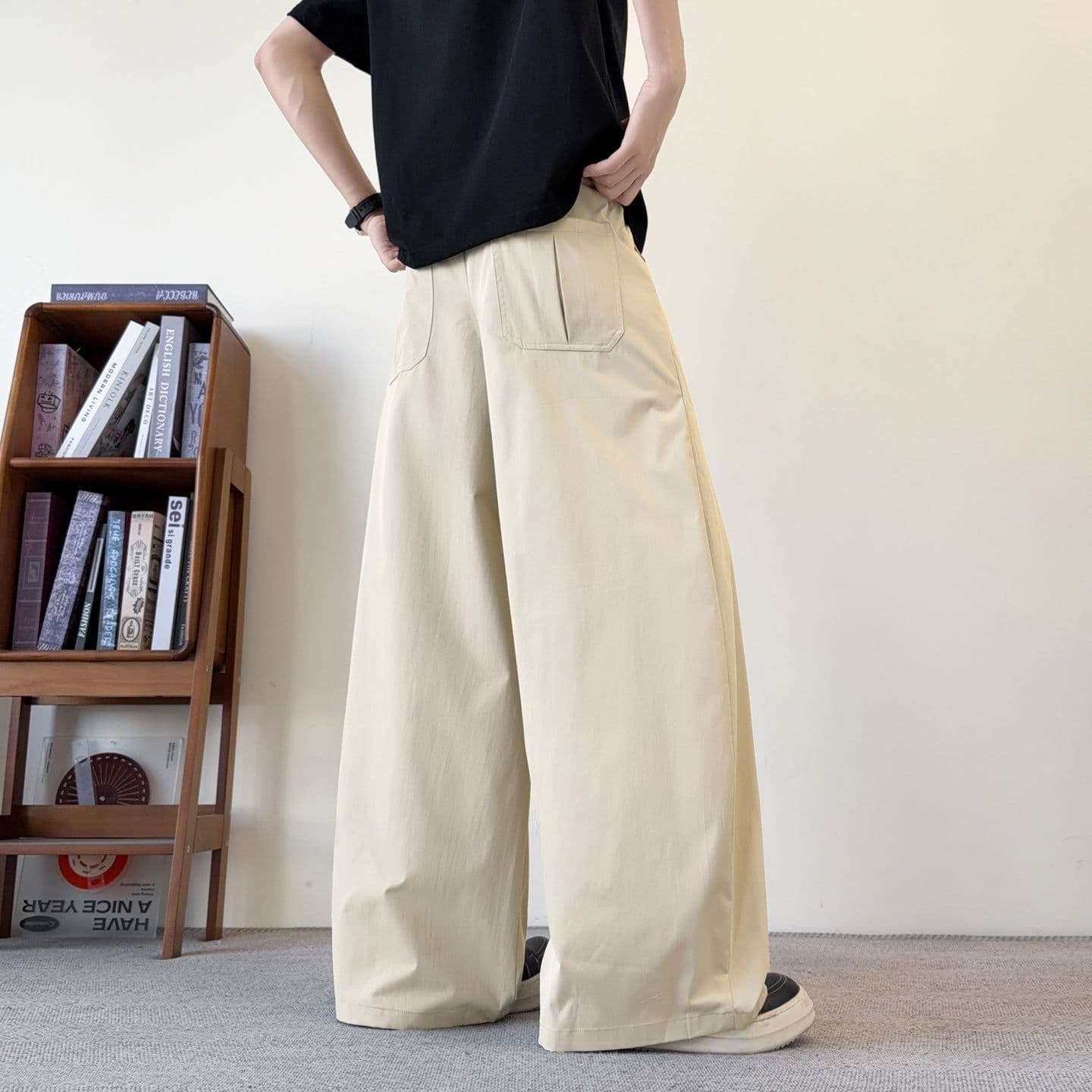 실사 아메리칸 레트로 루즈핏 모통이 칼 바지 남녀 조수 브랜드 여름 새로운 cleanfit 다용도 캐주얼 긴 바지 이미지 3