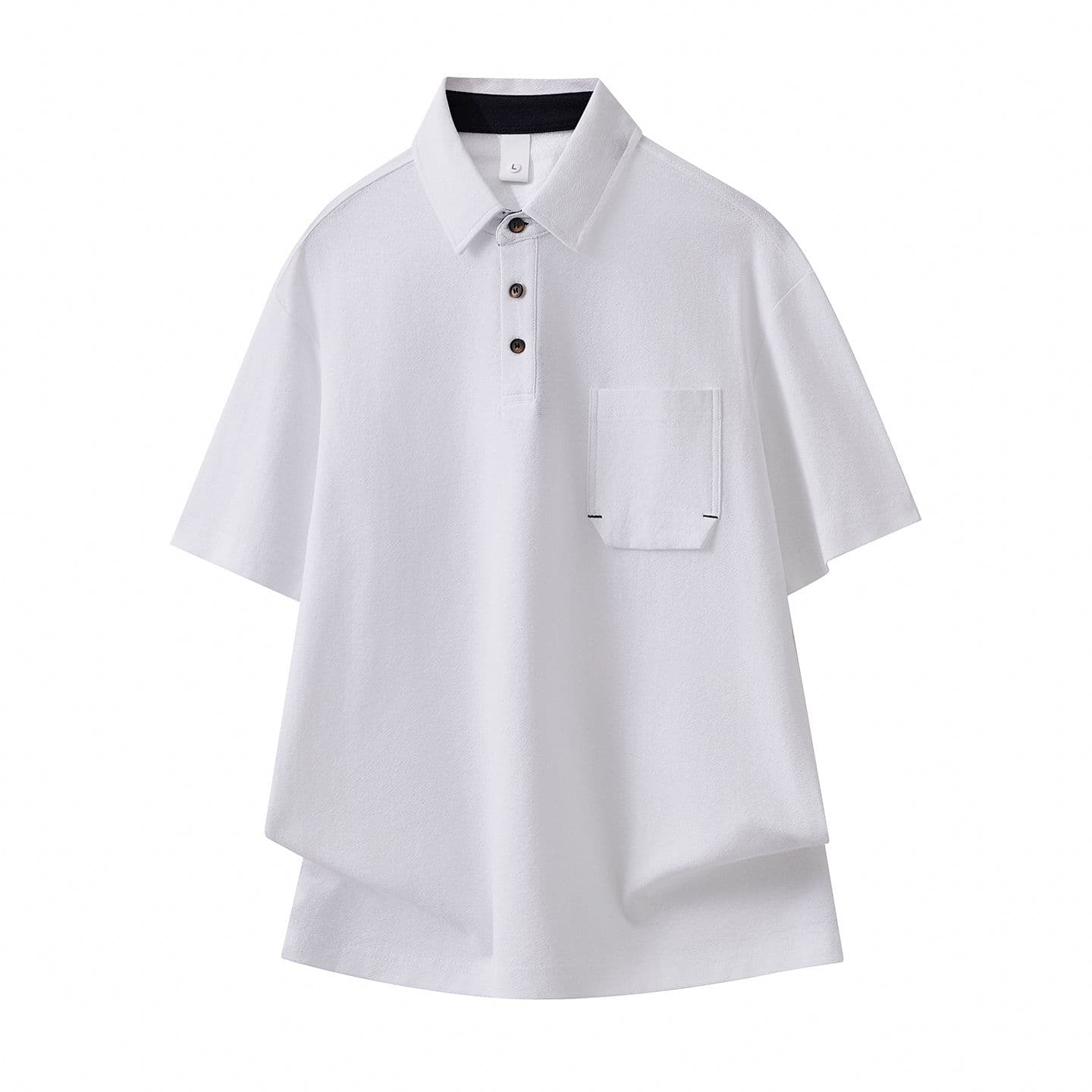 실사 여름 새로운 반팔 POLO 셔츠 남자 루즈핏 다용도 면 100% 편안함 통기성 폴로 칼라 티셔츠 남자 이미지 5